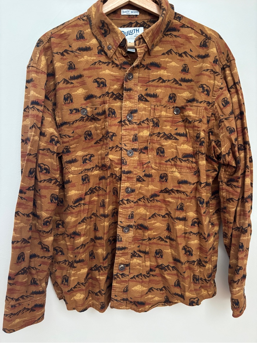 Duluth Trading Co Men's Tan & Brown Scenic Print Shirt Jacket